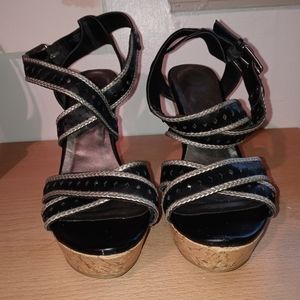 Black Wedge Sandals